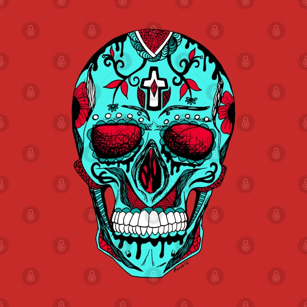 Turqred Los Muertos Skull by kenallouis