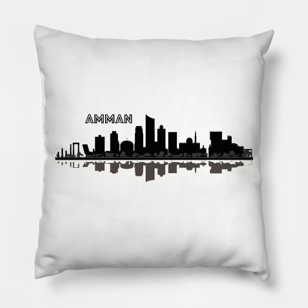 Amman Skyline Pillow by Bododobird