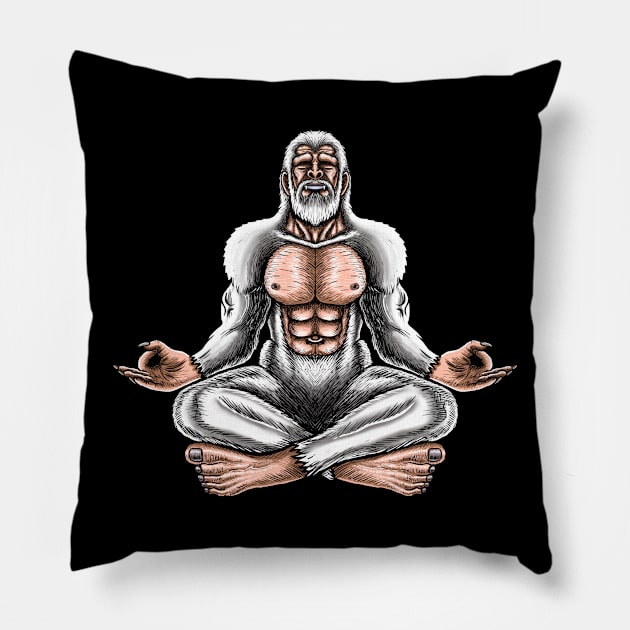 Yeti meditation peaceful mind Pillow by Artardishop