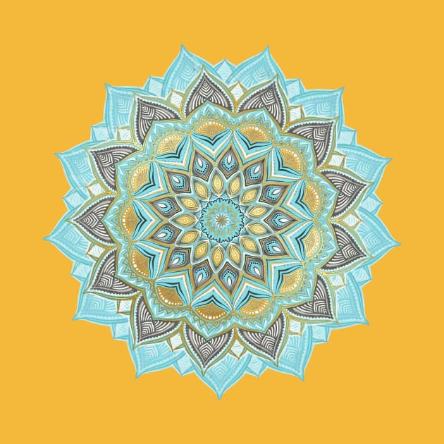 Cyan & Golden Yellow Sunny Skies Medallion by micklyn