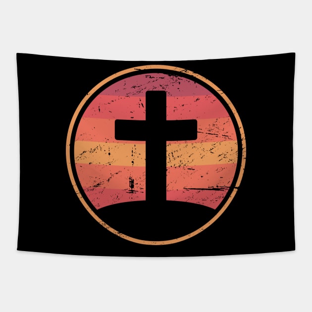 Retro Christian Cross Of Jesus Tapestry by MeatMan