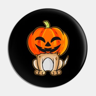 Laughing Pumpkin Head Dog Puppy on Halloween Pin