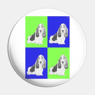 Basset Hound Puppy in blue and green Pin