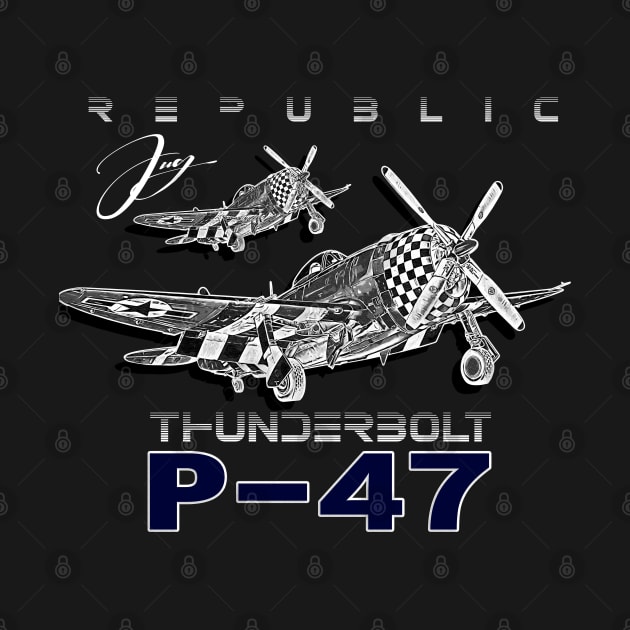 P47 Thunderbolt Republic World War II Fighter Aircraft by aeroloversclothing