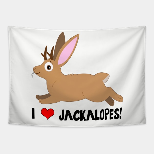 I Love Jackalopes! Tapestry by PenguinCornerStore