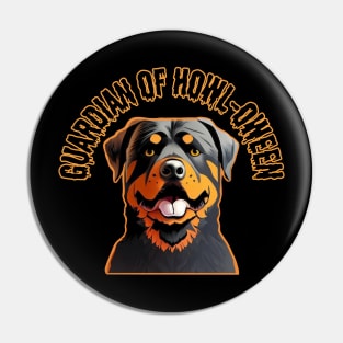 Guardian of Howl-oween. Dog, Rottweiler, Halloween Pin