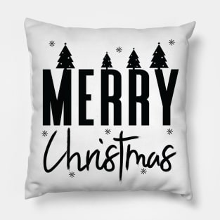 Merry Christmas Everyone with Black Christmas tree Square Pillow