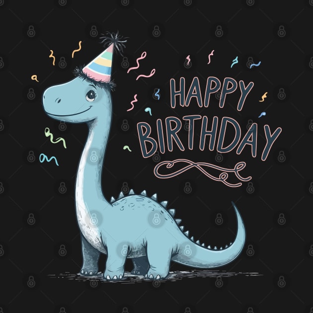 Kawaii Happy Birthday Dinosaur Brontosaurus Party by TomFrontierArt