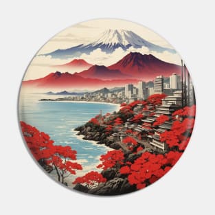 Kagoshima Japan Travel Vintage Tourism Poster Pin