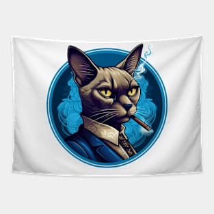 Siamese smoking a cigar Tapestry