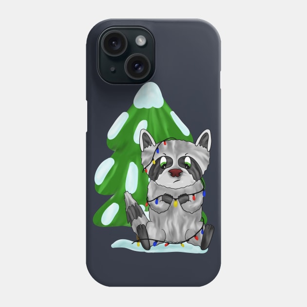 Funny Christmas raccoon Phone Case by Antiope