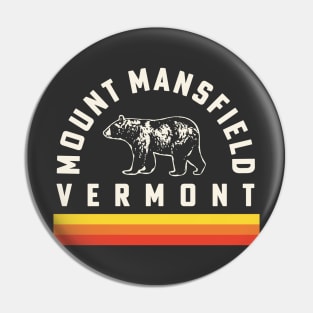 Mount Mansfield Vermont Souvenir Bear Retro Vintage Stripes Pin