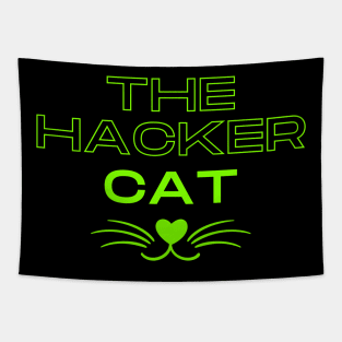 The hacker cat funny design with whiskers Tapestry