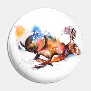 Splash and Dash running hare painting Pin