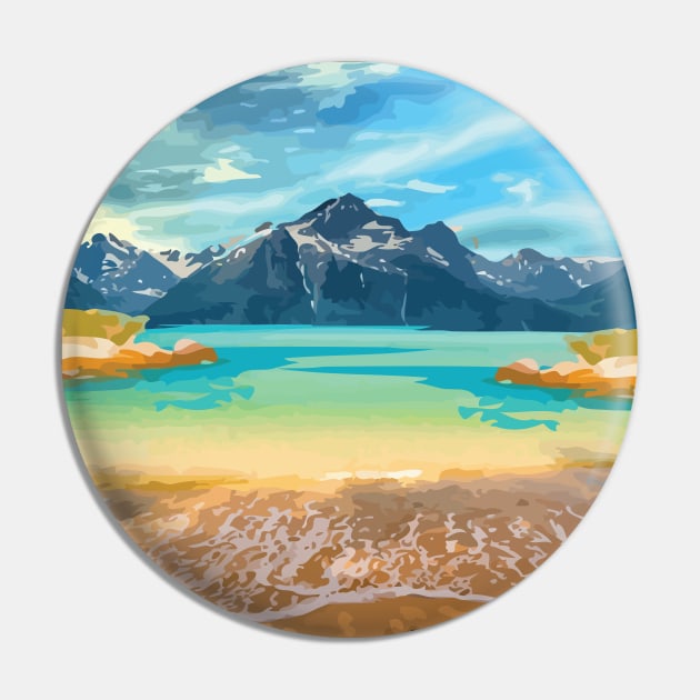 Sea Beach and Mountain Art Pin by Sanzida Design