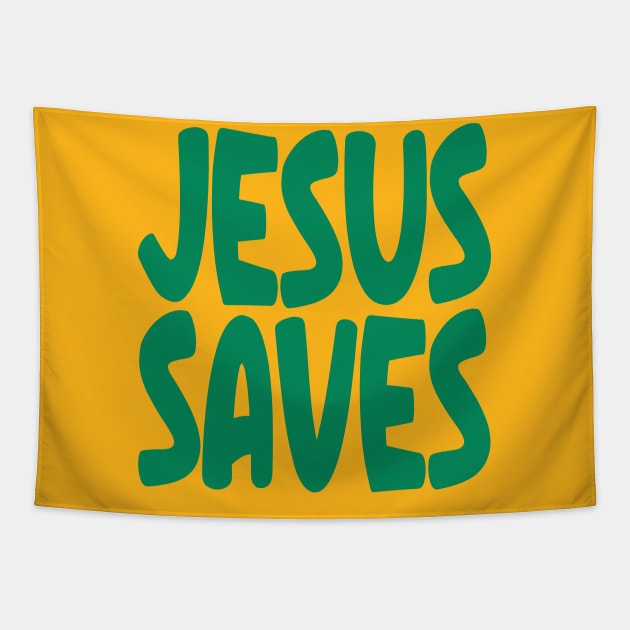 Jesus Saves Tapestry by Etopix