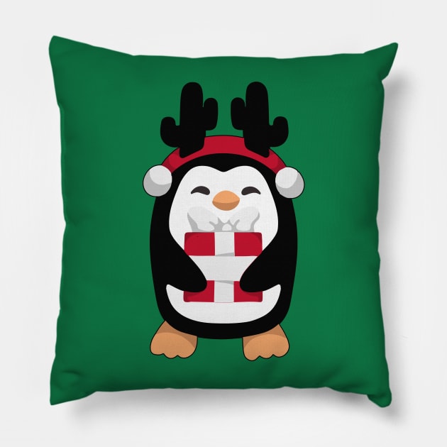 PENGUIN CHRISTMAS GIFT Pillow by GreatSeries