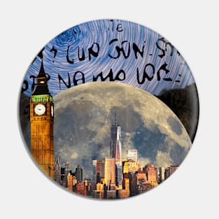 Cosmic Cities: A Surreal Collage Pin