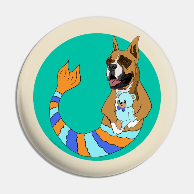 Buddy the Boxer Mermutt Pin by abrushwithhumor