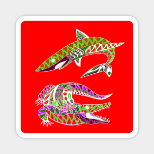 the shark and the alligator ecopop Magnet