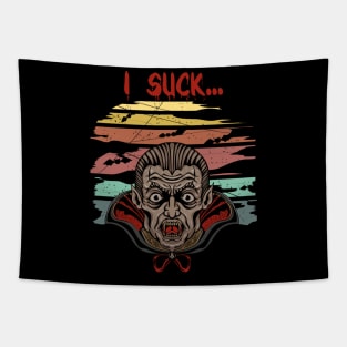 I Suck Funny Vampire Dracula Halloween Design Tapestry