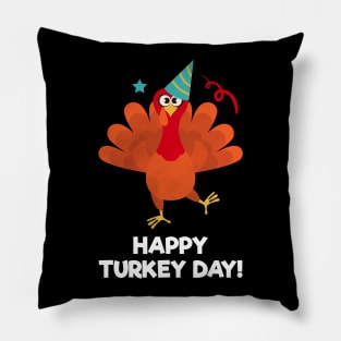 Cute Turkey with Thanksgiving Greetings T-Shirt Pillow