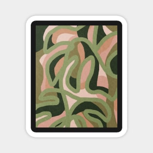 Abstract tropical leaves, Plant, Line art Magnet