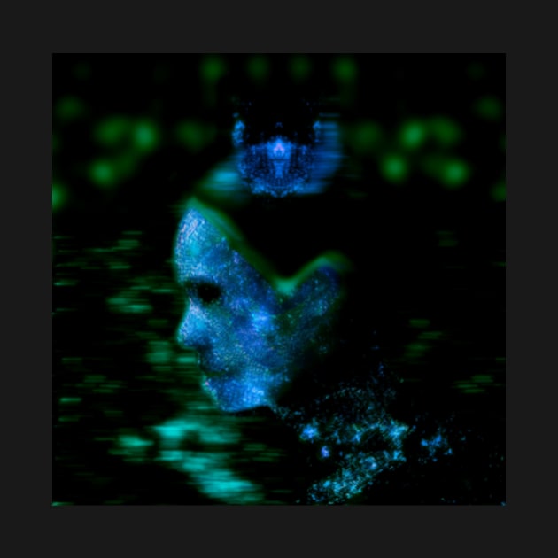 Portrait, digital collage and special processing. Woman in higher state of energy level. Blue and green. by 234TeeUser234