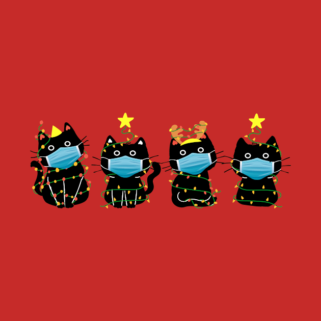 Funny Christmas Cats in Face Masks by epiclovedesigns