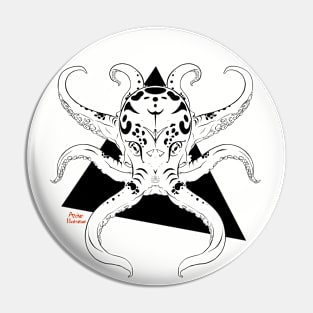 Mysteries Of The Deep - Geometric - Symmetrical - Black Octopus Pin