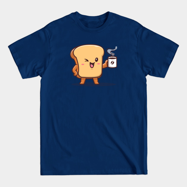 Discover Cute Bread Drink Coffee Cartoon Vector Icon Illustration - Bread - T-Shirt