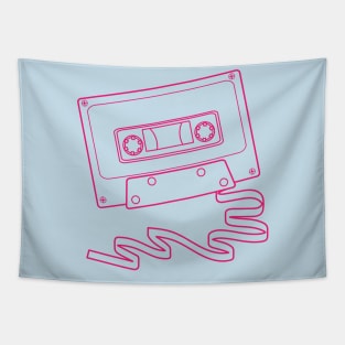 Cassette tape with ribbon in bright pink Tapestry