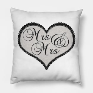 Elegant Mrs and Mrs Lesbian Pride Decorative Heart Pillow