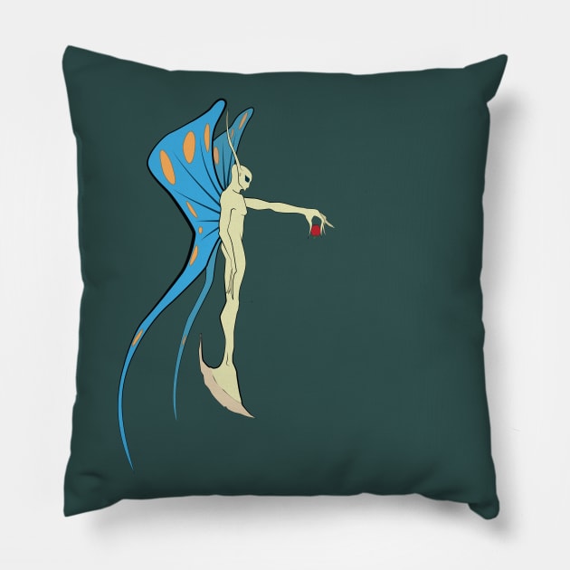 A fairy with butterfly wings Pillow by diplikaya