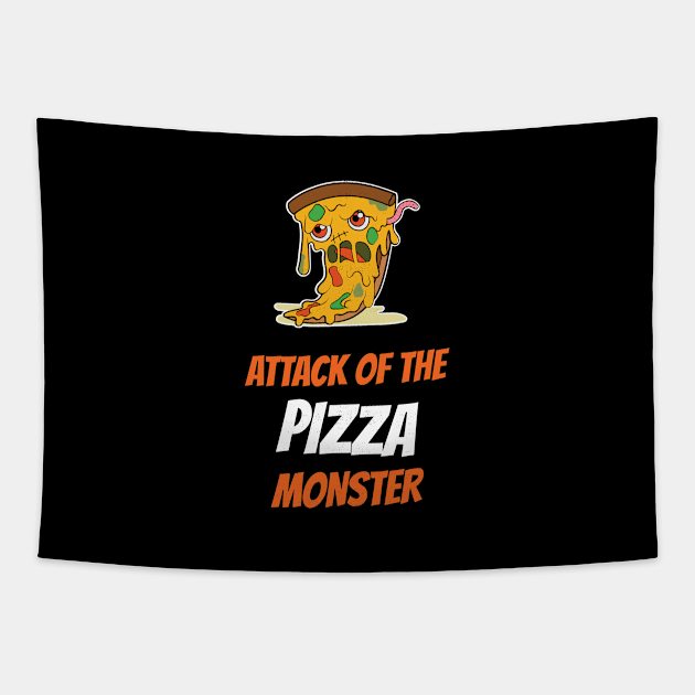 Halloween Cute Pizza Monster Tapestry by SpookyHalloween