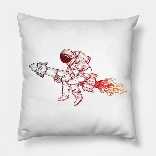 Astronaut ON Space Ship Pillow by Mako Design 