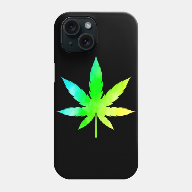 cayan yellow green watercolor weed leaf Phone Case by BadrooGraphics Store