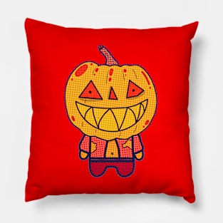 Green Zombie Pumpkin Man of Halloween (Version 2) Pillow