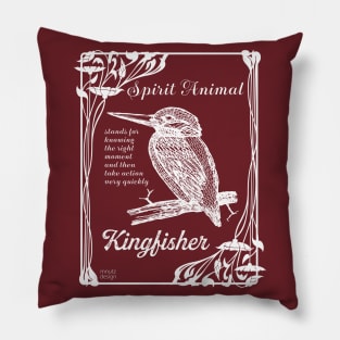 Spirit animal - kingfisher - white Pillow