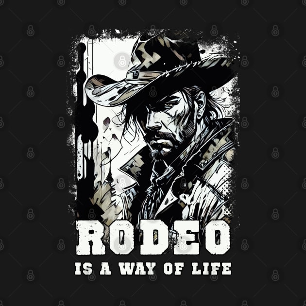 RODEO Is A Way Of LIFE VIntage Wild West Cowboy Sayings Illustration by Naumovski