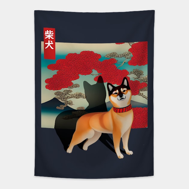 Shiba Out of the Frame Tapestry by TeruTeeSign