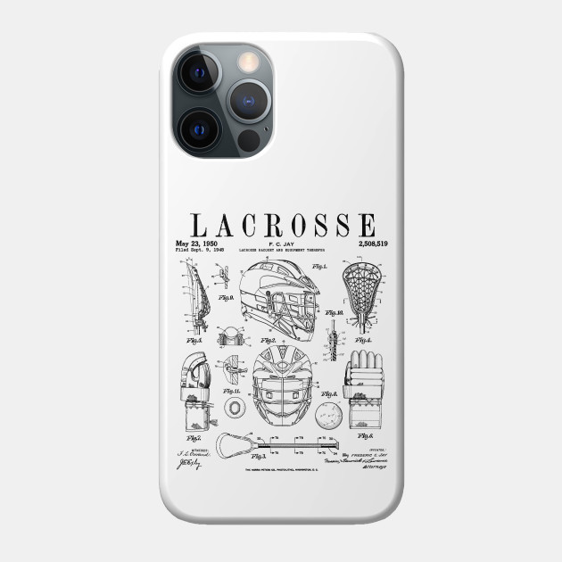 Lacrosse Player Equipment Vintage Patent Drawing Print - Lacrosse - Phone Case
