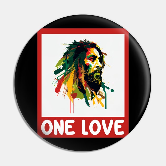 One Love Rastafari Rasta Reggae Pin by Merchweaver