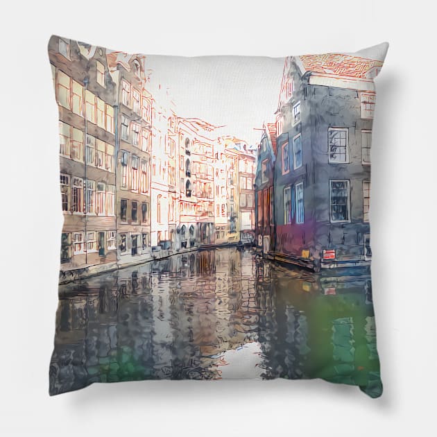 A Glimpse Of City Life Pillow by ArtlyStudio