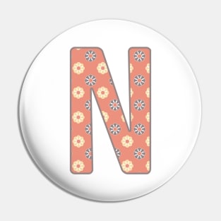 MONOGRAM LETTER N PINK FLORAL TYPOGRAPHY DESIGN Pin