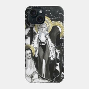 New Mary - Virgin Mary dark goddess, black and white painting, dark and occult art Phone Case