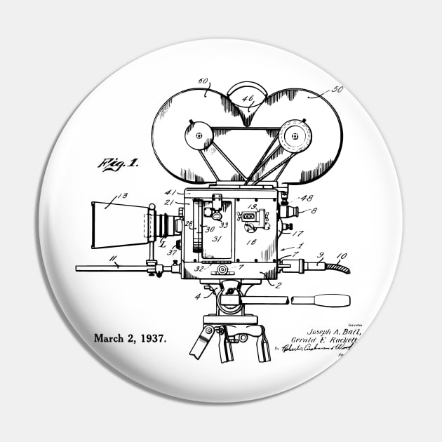 Old Movie Camera Patent Print Pin by MadebyDesign