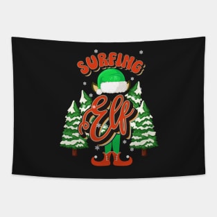 SURFING ELF CHRISTMAS Tapestry
