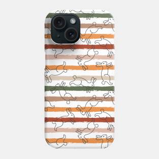 One Line Rabbits on Trendy Colored Stripes Phone Case