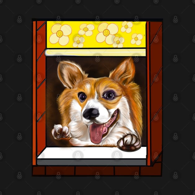 Doggy doggie dog in the window- corgi - Pembroke  Welsh corgi, puppy love by Artonmytee